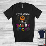 MacnyStore - Personalized Trick Or Treat, Humorous Halloween Basset Hound Custom Name, Pumpkin Face T-Shirt