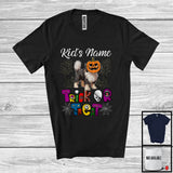 MacnyStore - Personalized Trick Or Treat, Humorous Halloween Bearded Collie Custom Name, Pumpkin Face T-Shirt