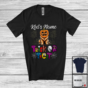 MacnyStore - Personalized Trick Or Treat, Humorous Halloween Chow Chow Custom Name, Pumpkin Face T-Shirt