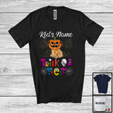 MacnyStore - Personalized Trick Or Treat, Humorous Halloween Pug Custom Name, Pumpkin Face T-Shirt