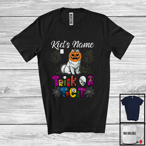 MacnyStore - Personalized Trick Or Treat, Humorous Halloween Samoyed Custom Name, Pumpkin Face T-Shirt