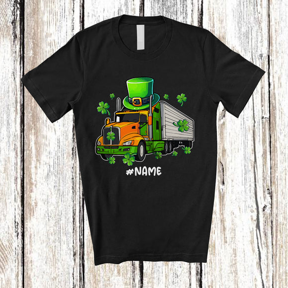 MacnyStore - Personalized Truck Leprechaun; Amazing St. Patrick's Day Boys Custom Name Truck Driver T-Shirt