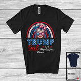 MacnyStore - Personalized Trump Girl No Apologies; Lovely Election Custom Name Messy Bun USA Flag; Rainbow T-Shirt