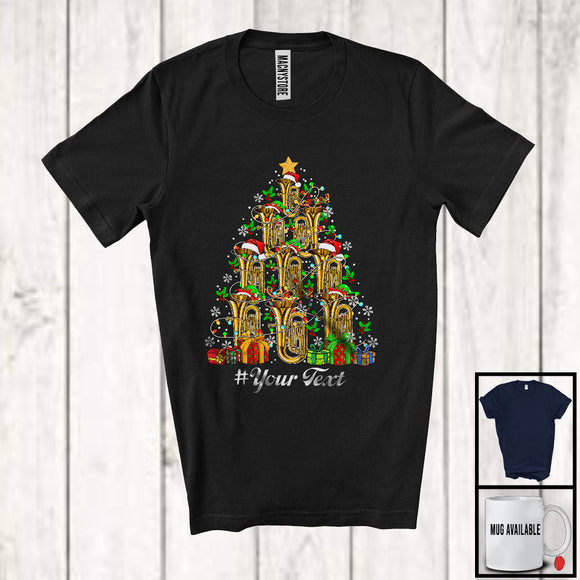 MacnyStore - Personalized Tuba Christmas Tree; Merry X-mas Custom Text Musical Instruments Player T-Shirt