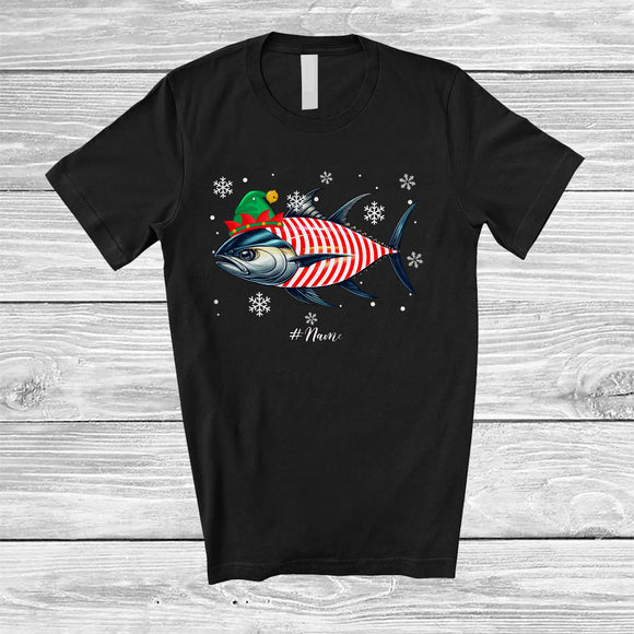 MacnyStore - Personalized Tuna Candy Canes Cosplay; Lovely Christmas Custom Name Elf Tuna; Sea Animal T-Shirt