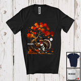 MacnyStore - Personalized Turkey Playing Baseball Team; Joyful Thanksgiving Fall Tree Custom Name Player T-Shirt