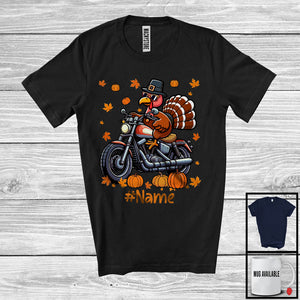 MacnyStore - Personalized Turkey Riding Motorcycle; Amazing Thanksgiving Turkey Biker; Custom Name Family T-Shirt