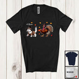 MacnyStore - Personalized Turkey Walking With Cat; Happy Thanksgiving Custom Name Family T-Shirt