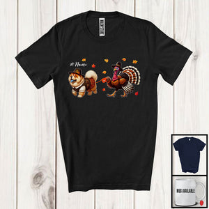 MacnyStore - Personalized Turkey Walking With Chow Chow; Happy Thanksgiving Custom Name Family T-Shirt