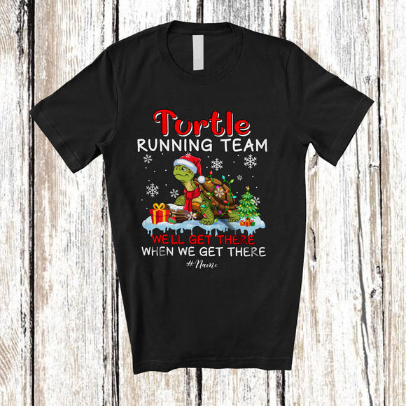 MacnyStore - Personalized Turtle Running Team; Lovely Christmas Santa Turtle Custom Name Runner T-Shirt