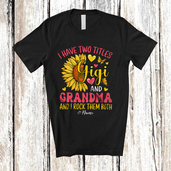 MacnyStore - Personalized Two Titles Gigi And Grandma; Proud Mother's Day Sunflower Custom Name Family T-Shirt