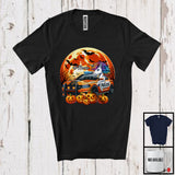 MacnyStore - Personalized Unicorn Driving Police Car; Creepy Halloween Moon Custom Name Driver T-Shirt