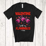 MacnyStore - Personalized Valentine With My Flamingos; Adorable Three Custom Name Flamingos; Hearts T-Shirt