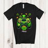 MacnyStore - Personalized Video Game Controller Leprechaun; Joyful St. Patrick's Day Custom Name Gamer T-Shirt