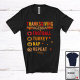 MacnyStore - Personalized Vintage Football Turkey Nap Repeat; Joyful Thanksgiving Custom Name Football Player T-Shirt