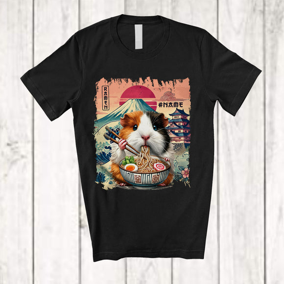 MacnyStore - Personalized Vintage Guinea Pig Eating Ramen; Awesome Custom Name Kawaii Japanese Anime T-Shirt