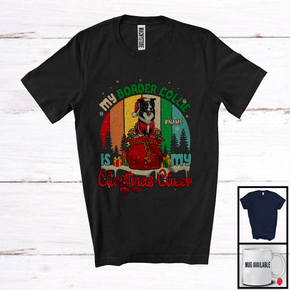 MacnyStore - Personalized Vintage Retro Border Collie Is My Christmas Cheer; Lovely Santa Custom Name T-Shirt