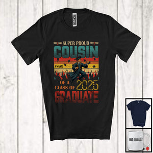 MacnyStore - Personalized Vintage Retro Cousin Class Of 2025 Graduate, Super Proud Graduation Custom Name Boy Family T-Shirt