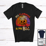 MacnyStore - Personalized Vintage Retro Flamingo Is My Boo; Scary Ghost In Pumpkin; Custom Name T-Shirt