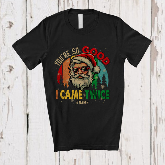 MacnyStore - Personalized Vintage Retro Good I Came Twice; Amusing Christmas Custom Name Bearded Santa T-Shirt