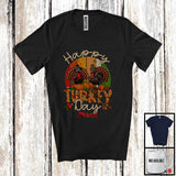 MacnyStore - Personalized Vintage Retro Happy Turkey Day, Lovely Thanksgiving Couple Turkeys, Custom Name T-Shirt
