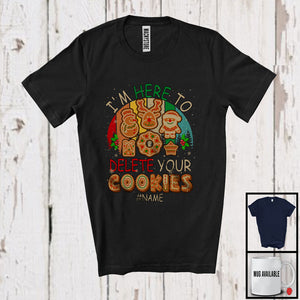 MacnyStore - Personalized Vintage Retro Here To Delete Your Cookies; Cute Christmas Custom Name IT Manager Baker T-Shirt