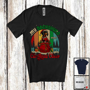 MacnyStore - Personalized Vintage Retro My Dachshund Is My Christmas Cheer; Merry X-mas Santa Custom Name T-Shirt