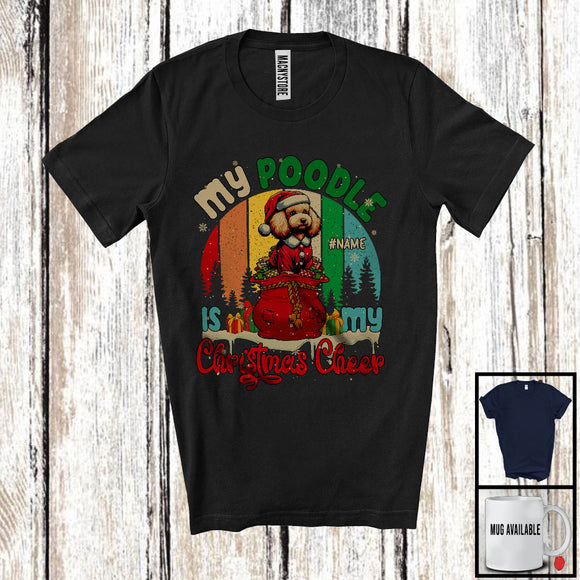 MacnyStore - Personalized Vintage Retro My Poodle Is My Christmas Cheer; Merry X-mas Santa Custom Name T-Shirt