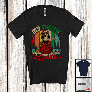 MacnyStore - Personalized Vintage Retro My Sheltie Is My Christmas Cheer; Merry X-mas Santa Custom Name T-Shirt