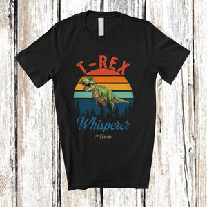 MacnyStore - Personalized Vintage Retro T-Rex Whisperer; Amusing Custom Name Dinosaur Animal Lover T-Shirt