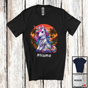 MacnyStore - Personalized Vintage Retro Unicorn Veterinarian; Humorous Unicorn Lover Custom Name T-Shirt