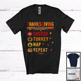 MacnyStore - Personalized Vintage Soccer Turkey Nap Repeat; Joyful Thanksgiving Custom Name Soccer Player T-Shirt