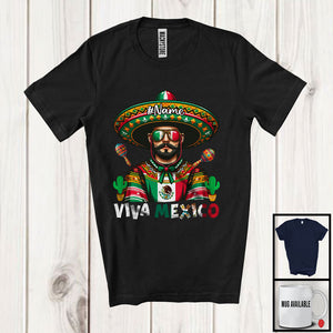 MacnyStore - Personalized Viva Mexico; Lovely Independence Day Custom Name Men; Mexican Flag Sombrero T-Shirt