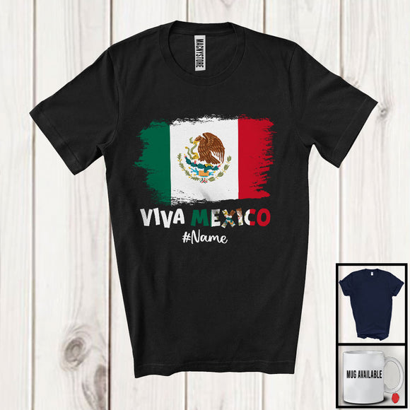 MacnyStore - Personalized Viva Mexico; Lovely Independence Day Custom Name Mexican; Mexico Flag Family T-Shirt