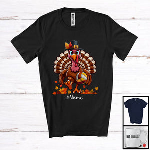 MacnyStore - Personalized Volleyball Ball Turkey; Joyful Thanksgiving Custom Name Sport Player Team T-Shirt