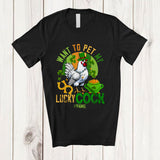 MacnyStore - Personalized Want To Pet My Lucky Cock; Lovely St. Patrick's Day Custom Name Rooster Retro T-Shirt