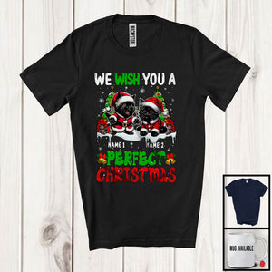 MacnyStore - Personalized We Wish You A Perfect Christmas; Lovely Custom Name Two Cats Owner Lover T-Shirt