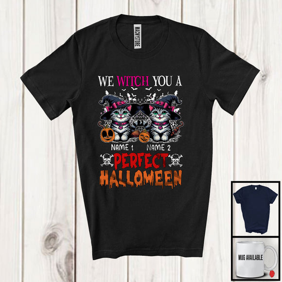 MacnyStore - Personalized We Witch You A Perfect Halloween; Lovely Custom Name Two Cats; Pumpkins T-Shirt