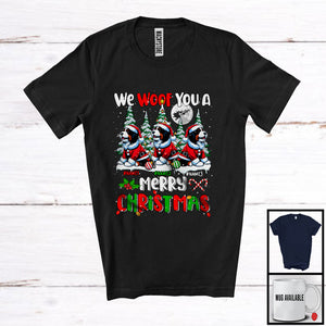 MacnyStore - Personalized We Woof You A Merry Christmas; Lovely Three Santa Bernedoodles; X-mas Tree T-Shirt