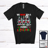 MacnyStore - Personalized We Woof You A Merry Christmas; Lovely Three Santa Border Collies; X-mas Tree T-Shirt