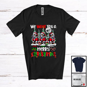 MacnyStore - Personalized We Woof You A Merry Christmas; Lovely Three Santa Bulldogs; X-mas Tree T-Shirt