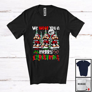 MacnyStore - Personalized We Woof You A Merry Christmas; Lovely Three Santa Poodles; X-mas Tree T-Shirt