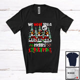 MacnyStore - Personalized We Woof You A Merry Christmas; Lovely Three Santa Shelties; X-mas Tree T-Shirt