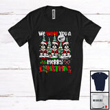 MacnyStore - Personalized We Woof You A Merry Christmas; Lovely Three Santa Shih Tzus; X-mas Tree T-Shirt