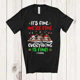 MacnyStore - Personalized We're Fine Everything; Lovely Christmas Three Sloth; Custom Name Teacher T-Shirt