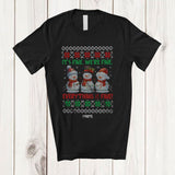 MacnyStore - Personalized We're Fine Everything; Lovely Christmas Three Snowman Sweater; Custom Name Teacher T-Shirt