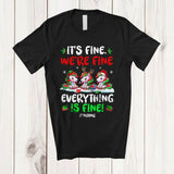 MacnyStore - Personalized We're Fine Everything; Lovely Christmas Three Unicorn; Custom Name Teacher T-Shirt