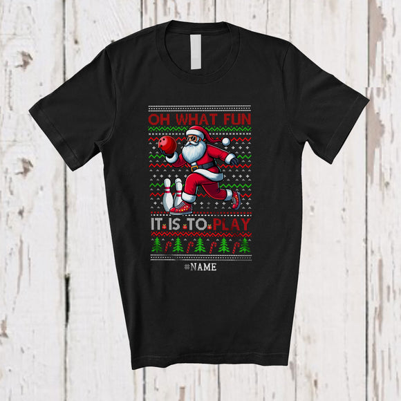 MacnyStore - Personalized What Fun It Is To Play; Wonderful Christmas Sweater Custom Name Playing Bowling T-Shirt