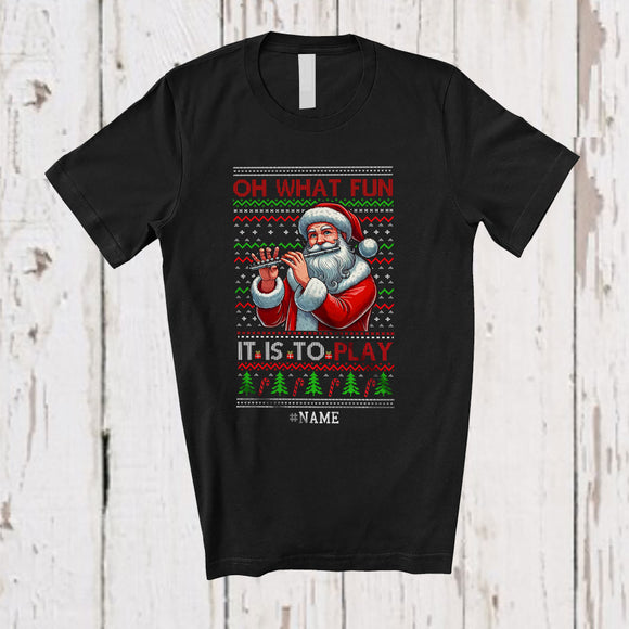 MacnyStore - Personalized What Fun It Is To Play; Wonderful Christmas Sweater Custom Name Playing Flute T-Shirt