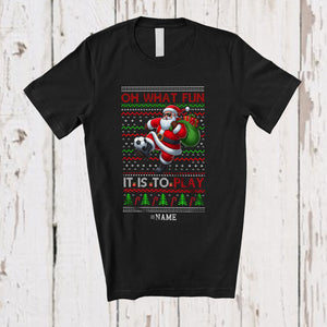 MacnyStore - Personalized What Fun It Is To Play; Wonderful Christmas Sweater Custom Name Playing Soccer T-Shirt